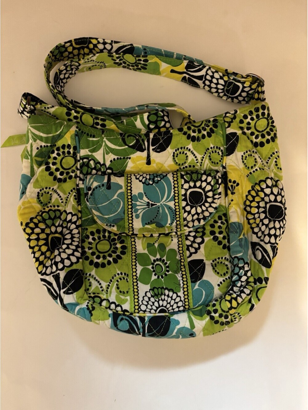 Vera Bradley Limes Up Green Floral Magnetic Frame Shoulder Bag/Purse